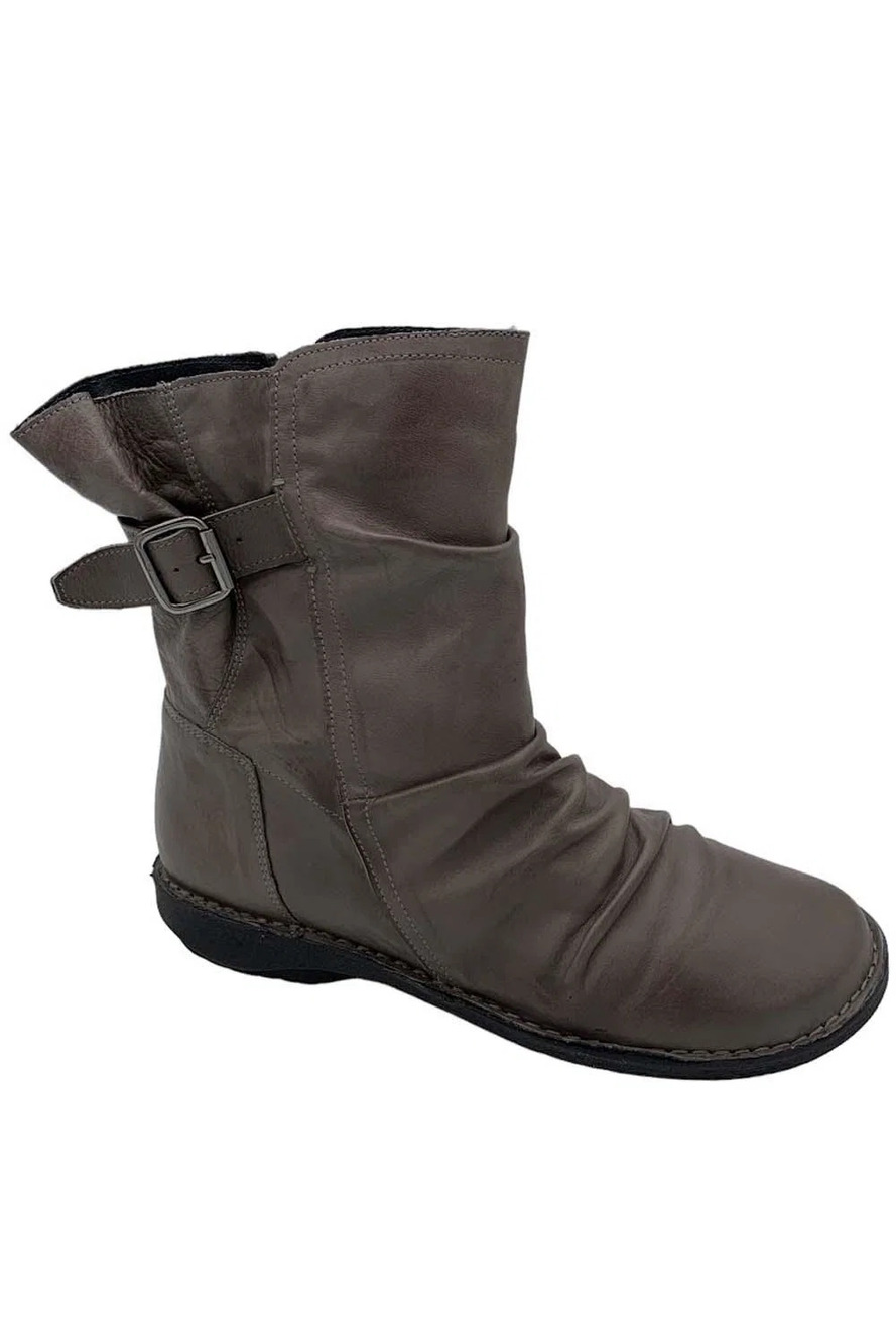 Miz Mooz Leather Buckled Mid Boots Parade Graphite - Medium